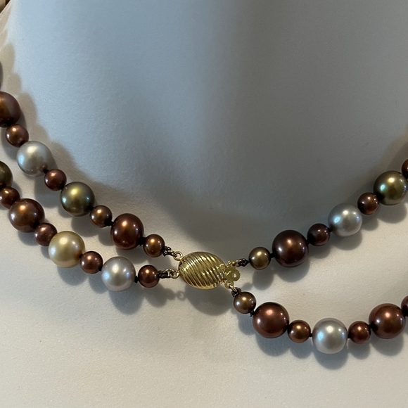 Jewelmak 18" Double Strand Multicolor Freshwater Pearl Necklace 14K Gold… - Picture 5 of 9